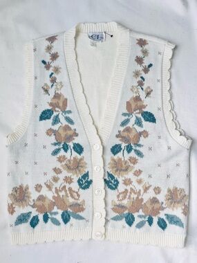 Cricket Lane vintage women’s floral button down sweater vest M